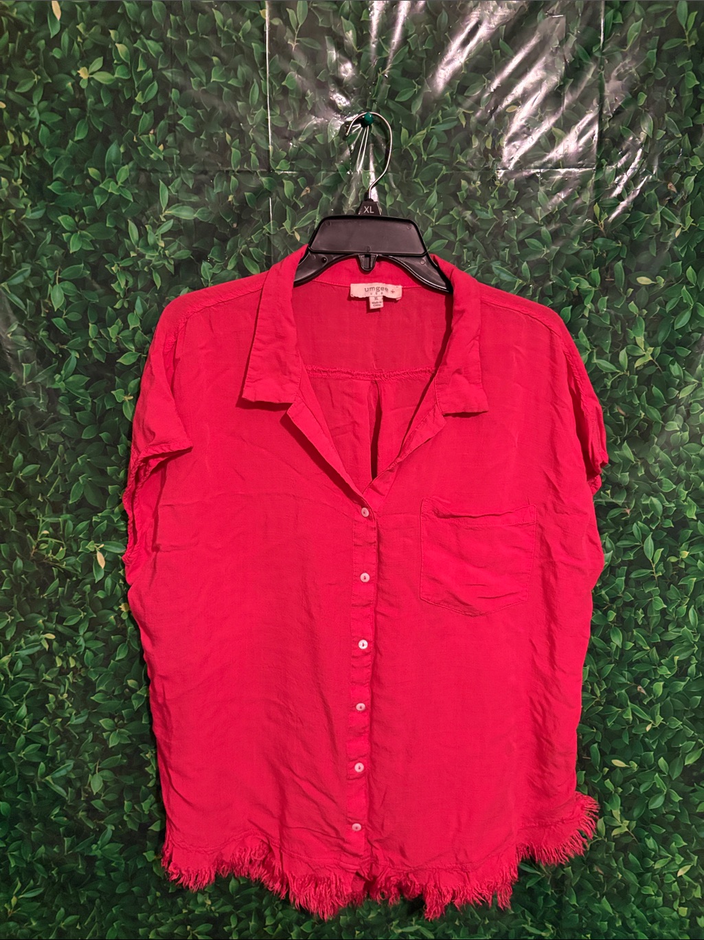 Umgee Hot Pink Button-Down Collared Top